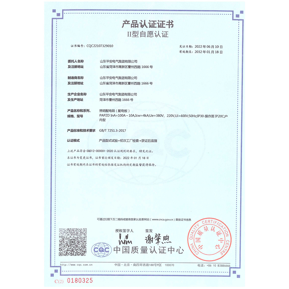 PAPZD照明配电箱（配电板）100A-10A